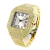Reloj Missfox Popular Europeo y Americano Escala Romana Moda de Gama Alta Hip-Hop Diamante Totalmente Diamantado Cuadrado Reloj para Hombre