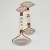 Massageador Roller de Jade Natural e Cristal Rosa Multifuncional para Beleza Facial Empurrador Bastão de Bola de Cristal Multifuncional para Corpo Inteiro