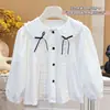 Camisa Feminina Outono Novo Estilo Coreano com Renda e Laço Top Camisa para Bebês Estilo Moderno Infantil Roupa Infantil