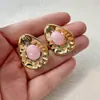 Pendientes Estilo Corte Retro Francés Transfronterizos Yongge Jewelry Triángulo Plegado Martillado de Alta Gama