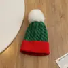 Chapéus de Tricô Europeus e Americanos para Crianças, Chapéus Quentes de Lã para Outono e Inverno, Chapéus Frios com Pompons de Pelo para Bebê, Chapéus de Natal, Chapéus de Puxar para Exportação Transfronteiriça