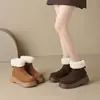 Botas de neve femininas com sola grossa, novo estilo inverno 2026, forradas com fleece e espessadas para aquecimento, botas Martin impermeáveis