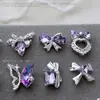 Accesorios de Arte para Uñas de Moño Nuevos y de Moda Diamante Morado Plateado Lujo Ligero Mariposa Corazón Oso 3D Accesorios para Uñas Portátiles