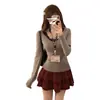 Suéter de punto con cuello en V para mujer, estilo coreano, otoño e invierno, suéter de punto entallado a la cintura para mujer