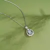 Collar Tichia de Jade Natural Gota de Agua Tiro Real para Mujer Plata de Ley S925 Tendencia Nacional Nicho Cadena para Clavícula Circonita Cool Flash