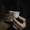 Xícara de Chá Antiga de Argila com Esmalte Cinza da Dinastia Tang e Song, Conjunto de Chá Kung Fu, Xícara de Chá de Cerâmica com Três Pés, Parede Fina, para Uso Doméstico, Xícara Única, Pequena Capacidade