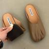 Chinelos Baotou para Uso Externo Feminino 2025 Novo Chinelo Mule Francês Preguiçoso Vovó Feijão Sapatos Rasteirinhas Chinelos de Meio Dedo da Moda