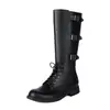 Zapatos transfronterizos para hombre de talla grande con hebilla de cinturón, punta redonda, tacón bajo, botas de caña alta, botas de cuero para hombre, botas de vaquero occidentales, agente de AliExpress