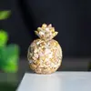 Adornos de Piña Dorada de Resina Rellena de Cristal Natural Mascota Fresca y Linda Decoraciones de Escritorio de Escritorio