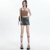 Shorts Jeans Americanos para Mulheres Verão 2025 Finos Cintura Alta Slim Soltos Elásticos Retro Azul Linha A Hot Pants