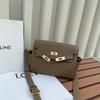 Bolso Kelly de Piel de Vaca de Primera Capa con Patrón de Lichi Bolso Mensajero Gran Capacidad Bolso de Piel Togo Hombro Único Cruzado Bolso de Mano para Mujer