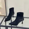 Botines Skinny Elásticos de Terciopelo Retro para Mujer 2026 Nuevos con Punta Fina Tacón de Aguja Tacón Alto Botines de Invierno con Forro de Terciopelo Botas de Moda
