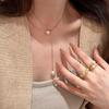 Collar con borlas de circonita y colgante de perla, cadena de clavícula dibujable, de verano, con destellos apilados, ligero, de lujo y alta gama.