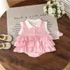 Roupas de bebê verão fecho entre as pernas bolo vestido princesa novo estiloso menina POIO gola macacão roupas de bebê para engatinhar