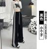 Calça Jogger de Algodão Feminina Primavera 2026 Nova Casual Listrada de Pernas Largas Calça Jogger Reta com Três Listras