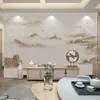 Papel de parede de arte de fundo de TV chinês novo 3D pintura de paisagem pintada à mão pintura a tinta papel de parede de sofá mural de estudo tecido de parede