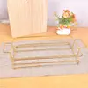 Juego de siete piezas de cuenco de oro estante de cuenco de vidrio dorado decoración caja de bocadillos borde dorado regalo promoción publicitaria regalo de tienda venta al por mayor