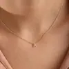 Colar de Ouro 18K com Zircônia e 26 Letras, Corrente Simples e Elegante para Clavícula, Colar de Nome em Inglês Moderno, Joia Transfronteiriça Europeia e Americana
