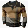 Camiseta de Manga Larga para Hombre Exportación Transfronteriza Suministro Digital Impresión 3D Manga Larga Casual Exterior Camisa de Botones Ropa para Hombre