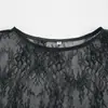 Vestido de encaje transparente con abertura, estilo europeo y americano nuevo, diseño elegante, cuello redondo, manga larga, blusa para verano y otoño 2026, adecuado para desplazamientos transfronterizos