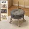 Taburete Pequeño para el Hogar con Ruedas Giratorias, Taburete Bajo con Ruedas, Taburete Redondo Pequeño Móvil con Cojín Suave para Adultos, Adecuado para la Entrada