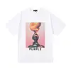 Comércio Exterior Marca da Moda Marca Roxa Logo Clássico de Letras Estampado Manga Curta Névoa Rua Americana Marca da Moda Camiseta