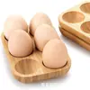 Set de Bandeja Mini de Bambú con 12 Agujeros para Huevos, Casual y Conveniente, 3 Estantes Pequeños, Estante de Madera para Huevos Estilo Campestre de Gama Alta