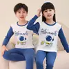 Pijama para niños, ropa de otoño de algodón puro para niños y pantalones, conjunto de ropa interior térmica para bebés niñas, tops y pantalones de punto para niños pequeños para invierno