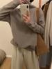 Estilo Coreano Otoño e Invierno Cuello Libre Suave Cera Terciopelo de Mapache Tejido Camiseta Base de Lana Perezosa Top Holgado