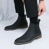 Botas Chelsea Masculinas Transfronteiriças Tamanho Grande 45 46 Tamanho Meio-alto Botas de Couro Outono e Inverno 2023 Botas Masculinas Britânicas Martins