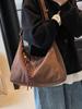 Bolsa de lona de cor sólida simples, grande capacidade, feminina, 2025, nova, moderna, retrô, texturizada, para viagem, bolsa transversal de ombro