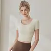 Ropa de Yoga para Mujer, Camiseta de Verano de Manga Corta con Almohadillas en el Pecho, Top Deportivo para Exteriores y Fitness con Copas Fijas, Transfronterizo