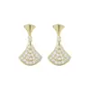 Pendientes Geométricos de Circonita Chapados en Oro Real Pendientes de Diseño Abanico Accesibles de Lujo Europeos y Americanos Pendientes de Moda Exquisitos y Versátiles para Mujer