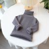 [em estoque suéter infantil de veludo peça única suéter infantil gola alta parcial meninas branco com forro de fleece lã espessa baixo