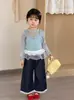 Conjunto de Ropa Interior Básica Estilo Coreano para Niñas, Nuevo Conjunto de Dos Piezas de Camiseta de Tirantes de Manga Larga para Niños Primavera y Otoño, Top para Bebé