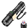 Lanterna Tática de Laser Branca Recarregável Zoomável com Luz Lateral COB Carregamento USB TipoC Saída Power Bank Lanterna LED Longo Alcance 500m Exterior