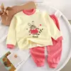 Novo conjunto de algodão para crianças, roupas de outono para meninos e meninas, pijamas, roupas de casa, design jacquard de desenho animado