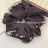 Banda para el cabello de malla de estilo coreano de doble capa con perlas para el intestino grueso, cola de caballo con temperamento femenino, accesorios para el cabello, banda de goma para el cabello