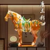 Caballo Tang Sancai Caballo de Cerámica Año del Caballo Adorno Regalo Nacional Artesanía de Caballo Regalo Decoración de Sala de Estar Adorno para el Hogar Seis Caballos