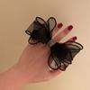 Anillo para el cabello con lazo de malla y diamantes de imitación, color rojo, novedad de 2022, con bola para atar, de goma elástica alta, con cuerda para el cabello, accesorios para el cabello