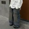 Jeans para niños 2026 otoño nuevo estilo coreano para niños y niñas americanos casuales versátiles desgastados de pierna ancha largos modernos