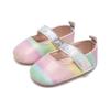 Sapatos Personalizados para Recém-Nascidos Transfronteiriços Sapatos de Princesa com Gradiente Arco-Íris 0-1 Ano Outono Solado Macio Sapatos para Bebês e Crianças Pequenas