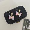 Aretes de mariposa degradados dorados rosas y morados para mujer 2024 nuevos aretes de diamantes de temperamento dulce exquisitos aretes de nicho