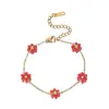 Pulsera de Acero Inoxidable Chapado en Oro de 18k con Cuentas de Flores Pequeñas Multicolor Dulce Fresca Atmósfera de Nicho Para Apilar Accesorio de Mano Diario para Mujer