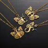 Nuevo collar de acero inoxidable de Amazon con colgante de alas de mariposa para mujer, 26 letras en inglés, mariposa hueca, collar de acero de titanio