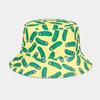 Sombrero de pescador nuevo de dibujos animados europeo y americano con estampado de pepino para hombre y mujer, moda callejera, sombrero de cubo reversible, sombrero de sol de verano para exteriores