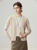 Suéter de Cachemira con Cuello en V de Color Contrastante Temperamental para Mujer Otoño Invierno Falso Dos Piezas Estilo Perezoso Suave Jersey Capa Interior Abrigo Jersey