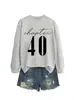 Capítulo 40 Amazon eBay Loja Independente Casual Confortável Feminino Outono Inverno Gola Redonda Manga Longa Moletom Camisa Base