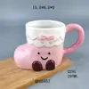 Taza de cerámica 3D de bota linda en stock con moño rosa y cara sonriente, taza de café creativa para el hogar