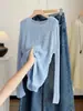 Suéter de punto de ganchillo calado estilo coreano para mujer, nuevo otoño, manga larga, cuello redondo, corte holgado, versátil, adelgazante, protección solar